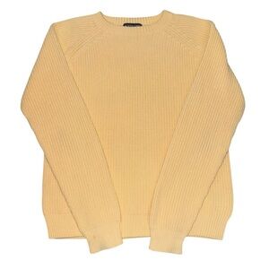 Lands’ End 100% Cotton Crewneck Sweater Women’s Small Yellow USA Made